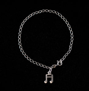 Fine sterling silver bracelet with Eighths note