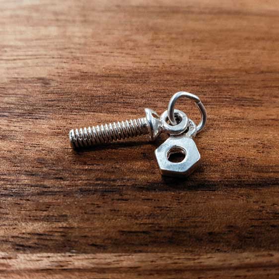 Silver Nut and Bolt charm