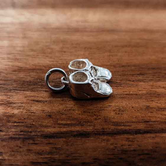 Silver Pair of Baby Boots charm
