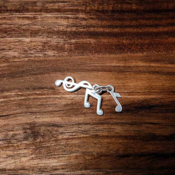 Silver Bunch of Music Notes, Treble Clef, Quaver, Eighth Note charm