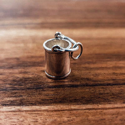 Silver Bucket charm side view Tam Jewellery