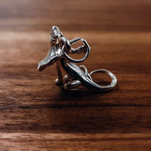 Silver Frilled Neck Lizard charm back view