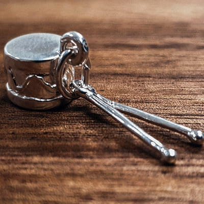 Silver Drum with Sticks charm