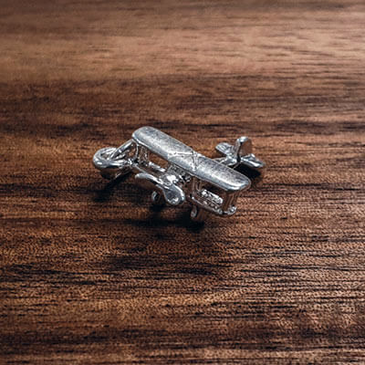 Silver Bi-plane charm