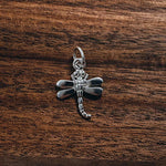 Silver Dragonfly curved tail charm
