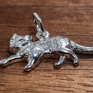 Silver Flat Cat charm