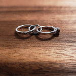 Silver Wedding band and engagement ring set charm