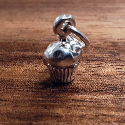 Silver Cupcake charm