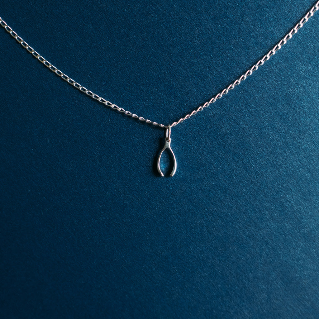 Sterling silver wishbone with a sterling silver link chain